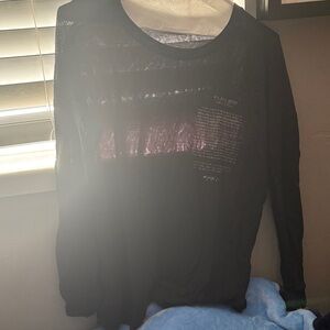 Zara Black Long Sleeve Graphic Tee